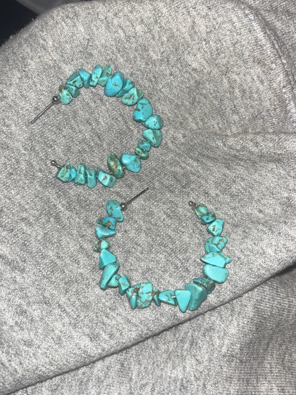 Turquoise colored Hoop Earrings